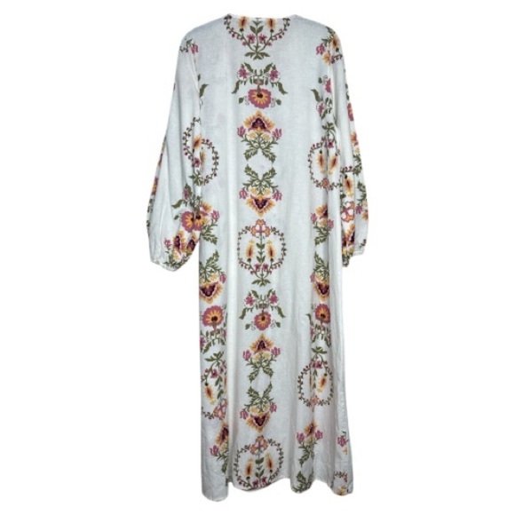 Zara Ecru Floral Midi Dress Small - Picture 10 of 14
